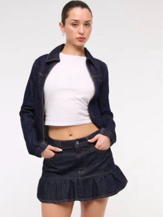 Abercrombie & Fitch Dresses & Skirts - A & F Mid Rise Drop-waist Ruffle Denim Mini Skirt Blue Jean Size 29 Size 8